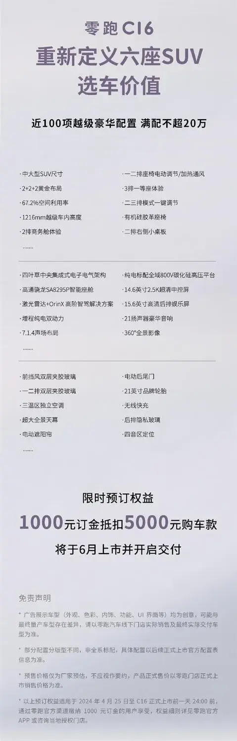 大6座“新物種 價格屠夫”預計滿配+選裝不到20萬,零跑C16將上市